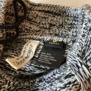 Obermeyer Mock Neck Pullover Sweater Sz S Black White